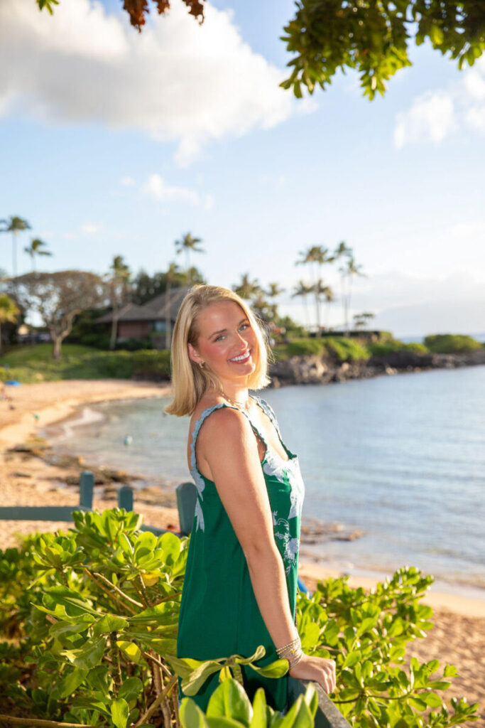 Girls Senior Portraits at Kapalua beach Maui at sunset