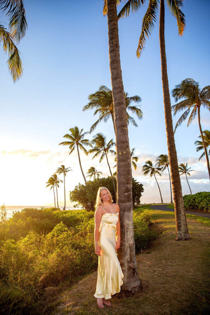 Girls Senior Portraits at Kapalua beach Maui at sunset