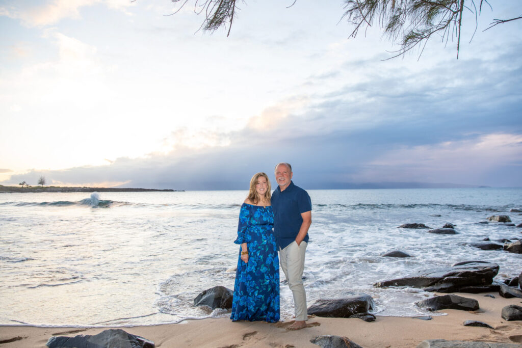 Maui anniversary beach portraits at sunset