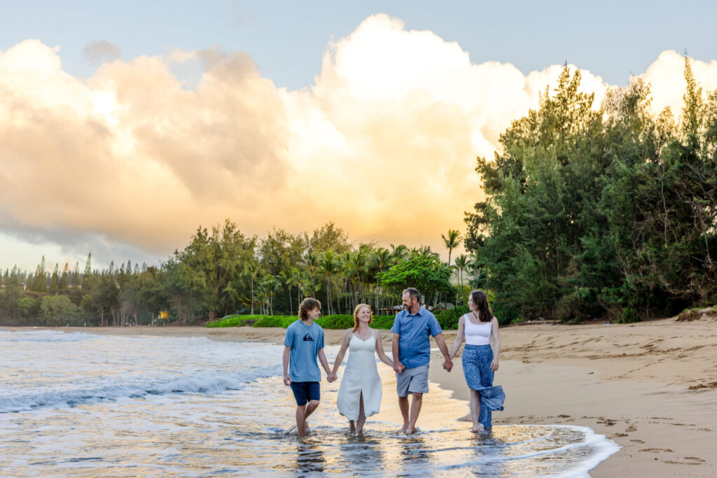 Maui beach at sunrise, with pastel skies and peaceful ocean views