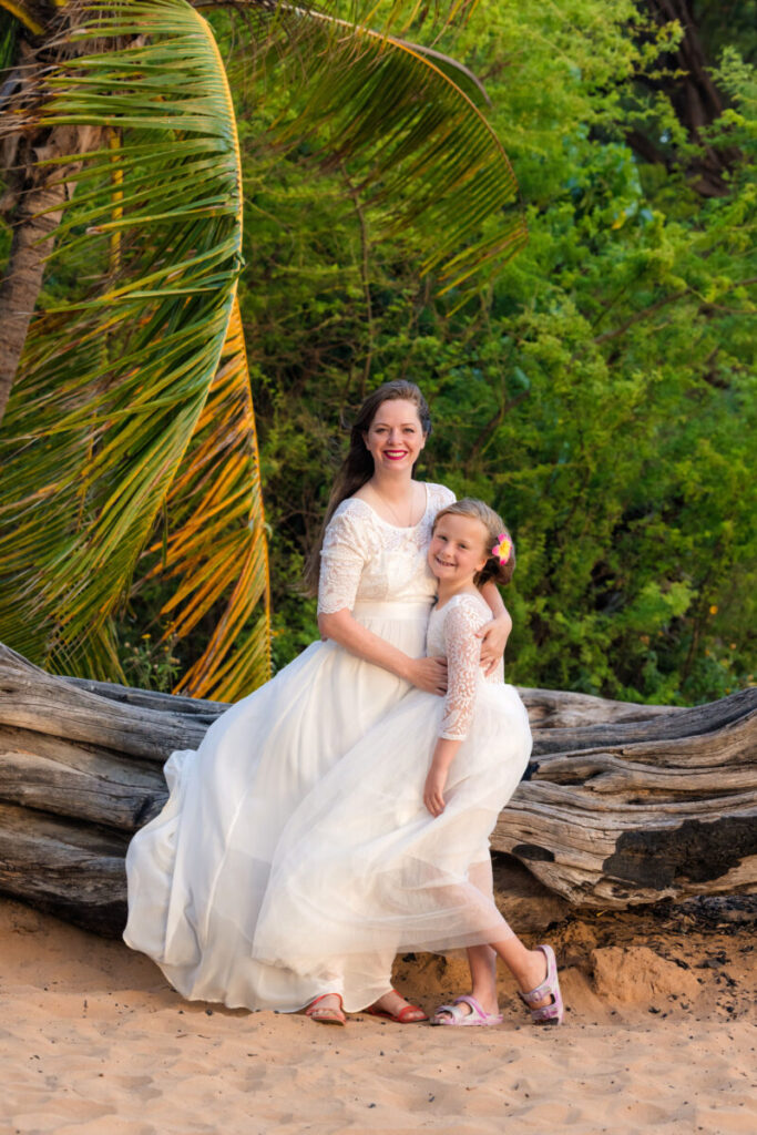 mom and daughter during Wailea family photography session in South Maui