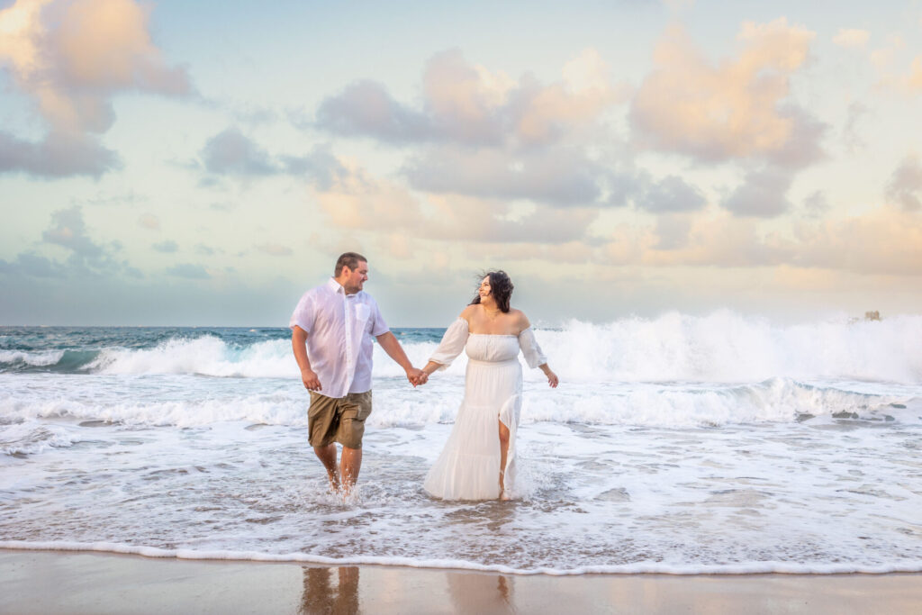 crashing waves during sunset at Ironwoods Beach, Maui