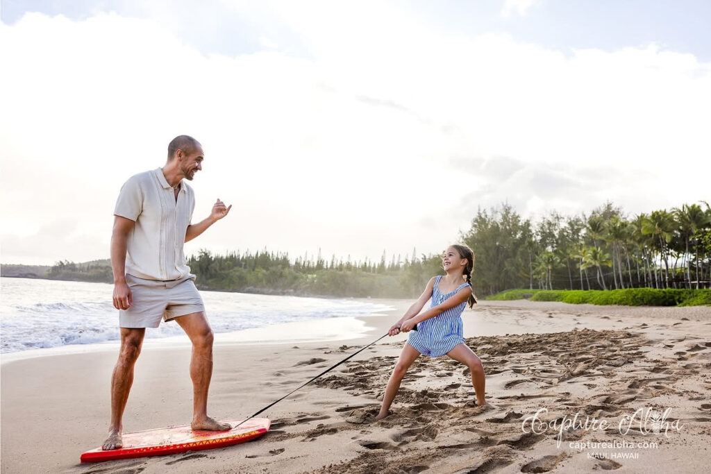 Family photos on a Maui beach