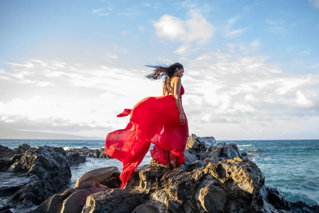 Flying dress photoshoot on Maui