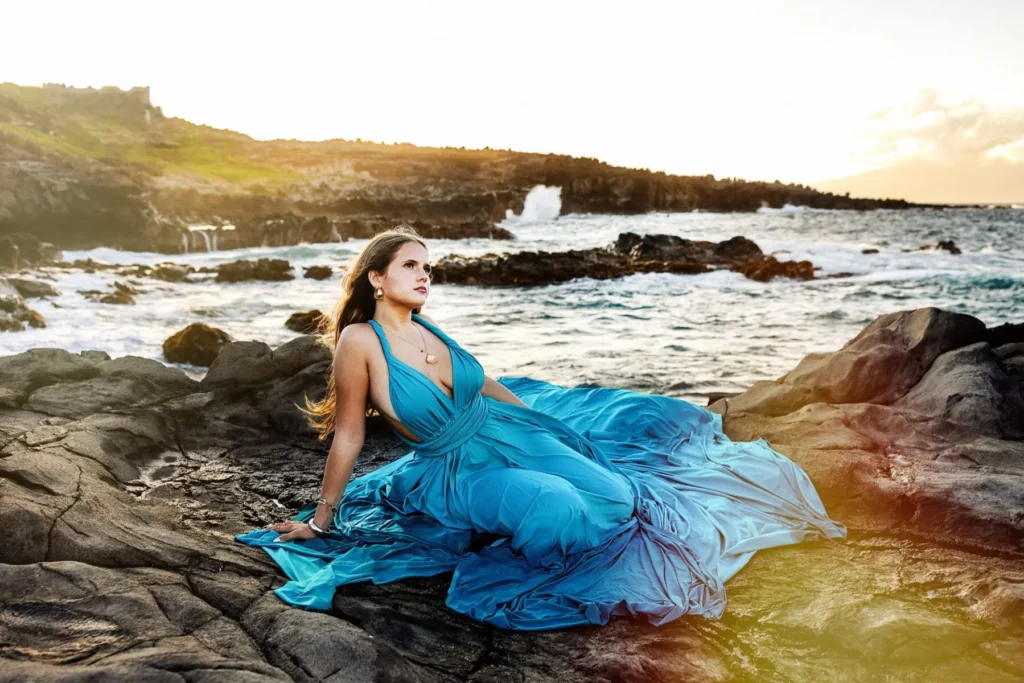 Flying dress photoshoot on Maui