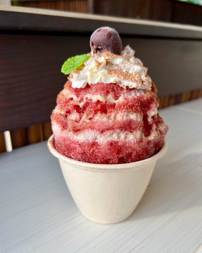 Maui Photographers favorite ice cream spot - Fluffy shave ice topped with whipped cream and mint, the perfect cool Maui treat at Hula Scoops