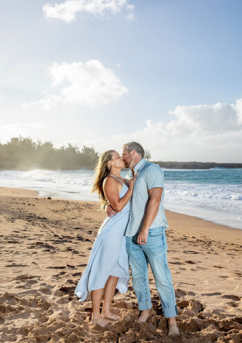 Engaged couple on the beach in Maui