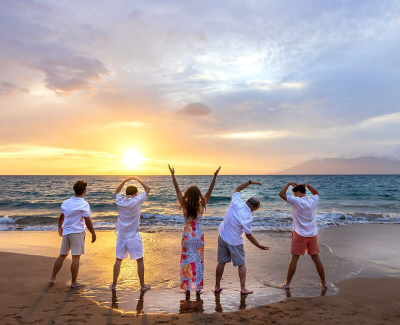 Sunset family silhouette