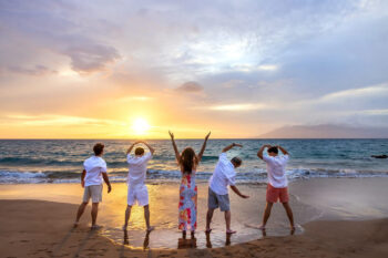 Sunset family silhouette