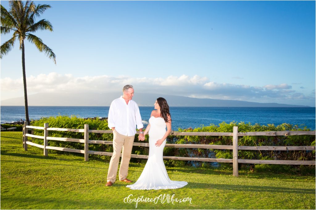 Maui Maternity Photography at Kapalua Bay at Sunset
