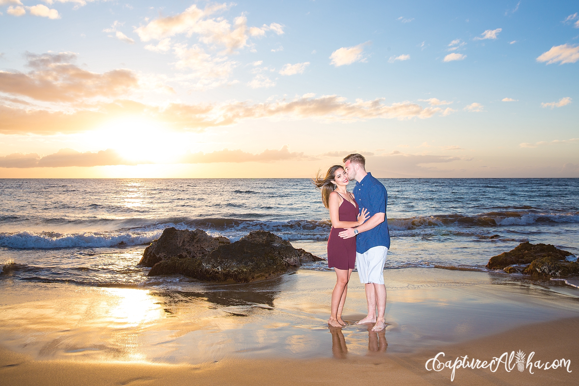 Maui Surprise Proposal Photographer on the beach at sunset
