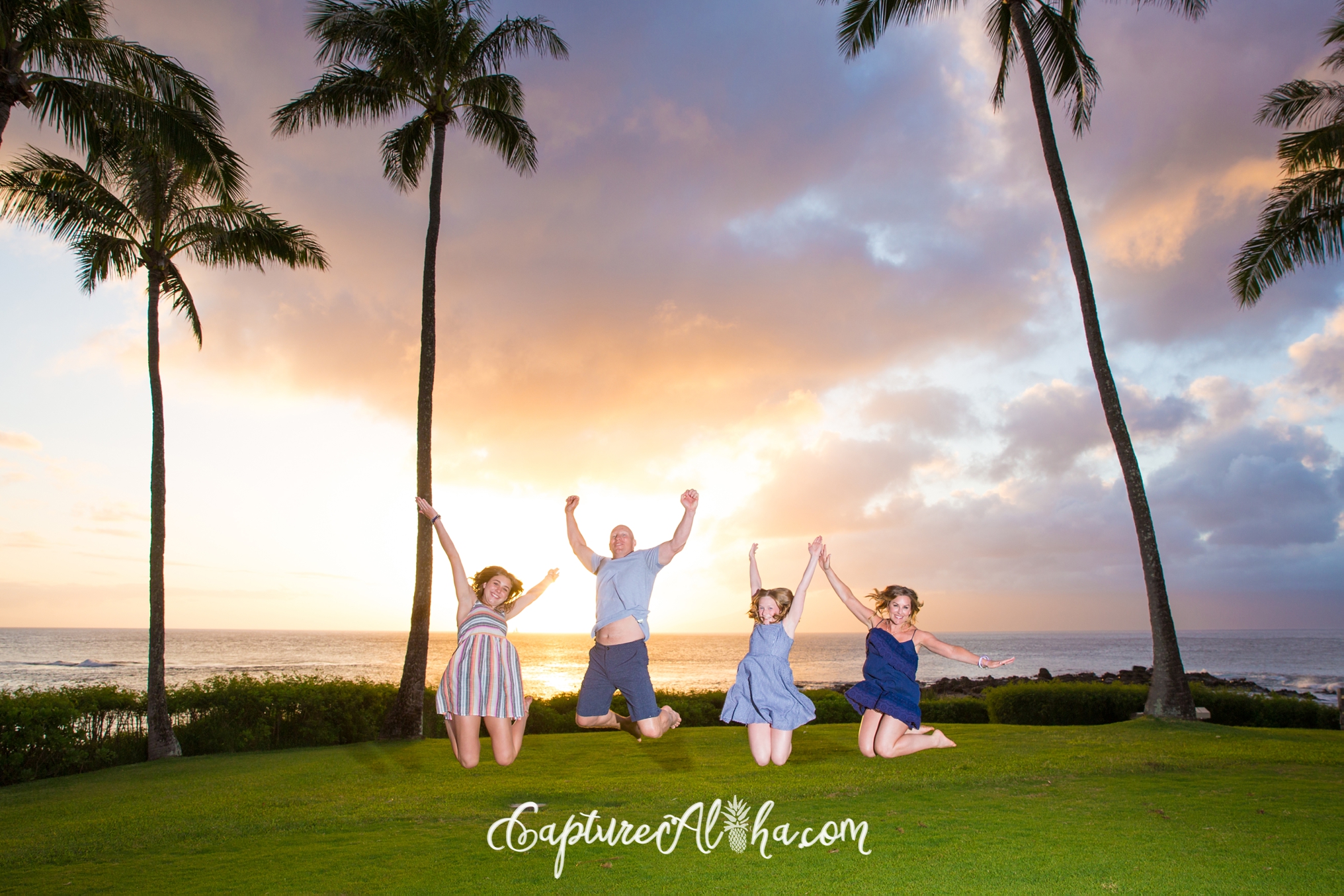 Maui Family Portrait Photography at Kapalua Bay Beach at Sunset