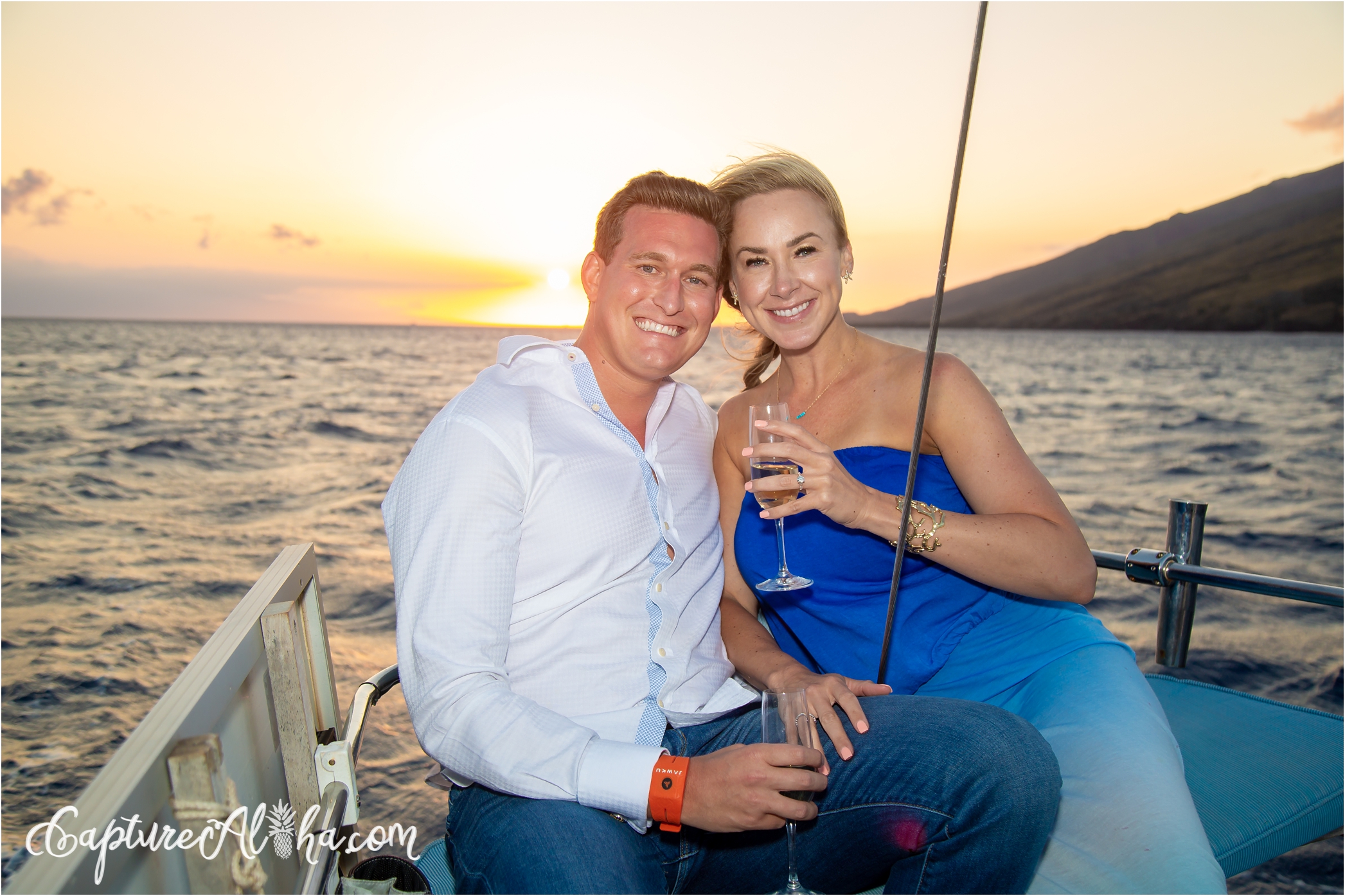Surprise Proposal on maui fun charters sailboat at sunset