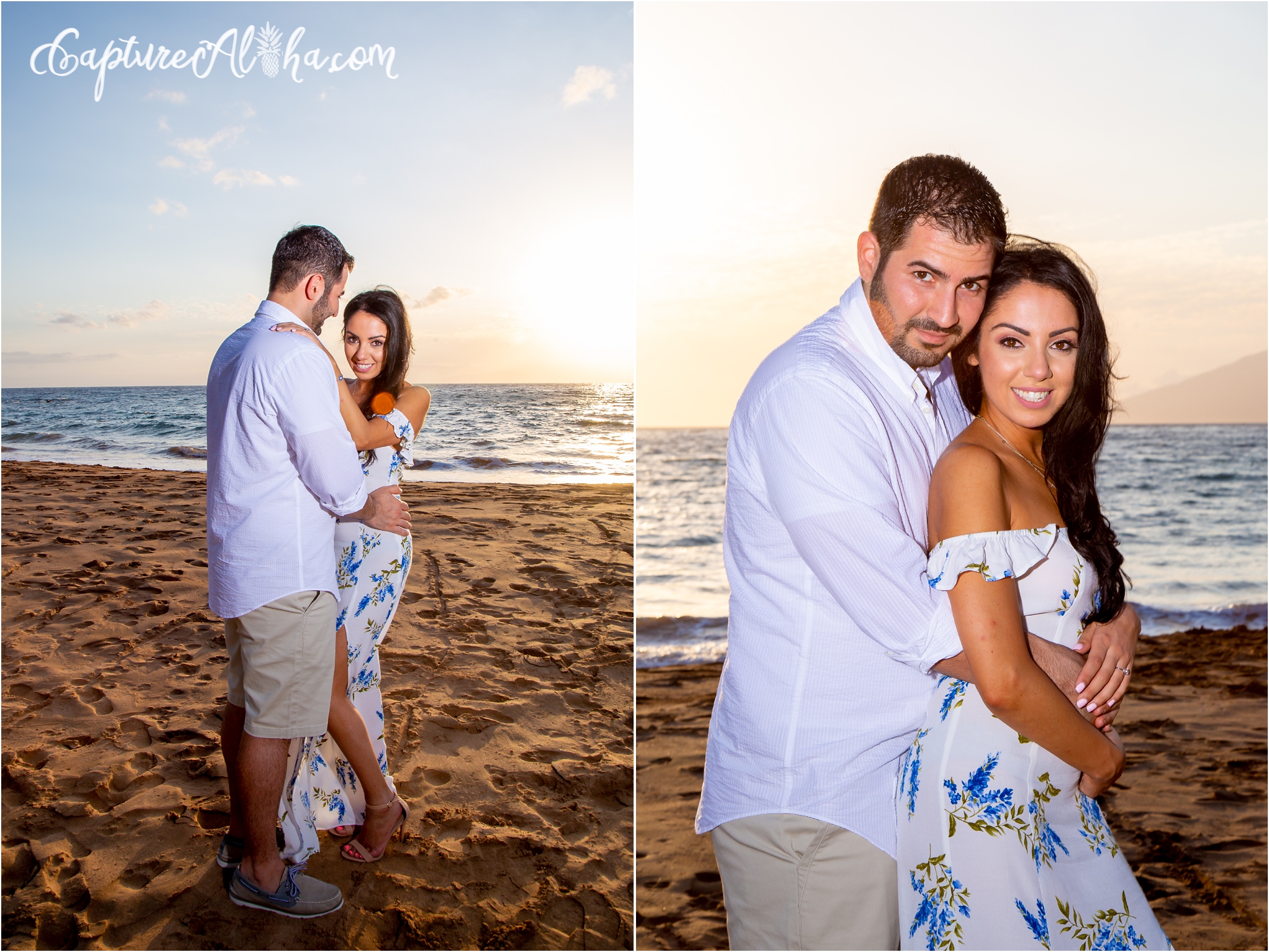 Maui Engagement Photographer capturing a surprise proposal at Mokapu Beach in Maui