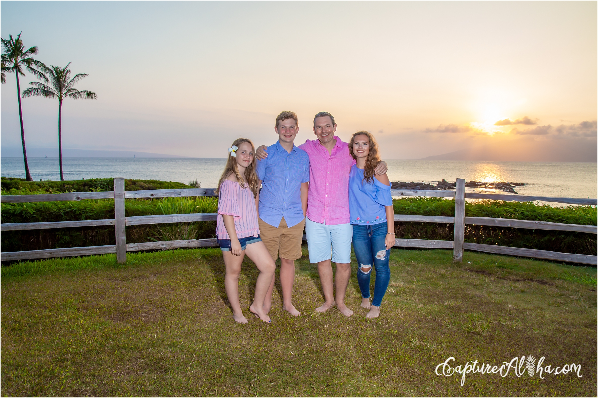 Maui Photography of a family at Kapalua Bay at sunset