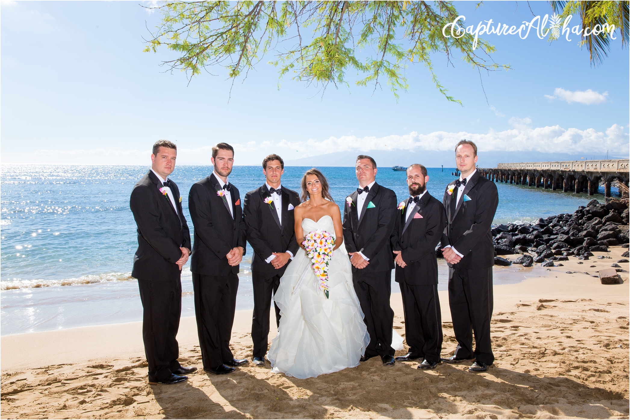 Maui Wedding Photography at the beach with the bridal party