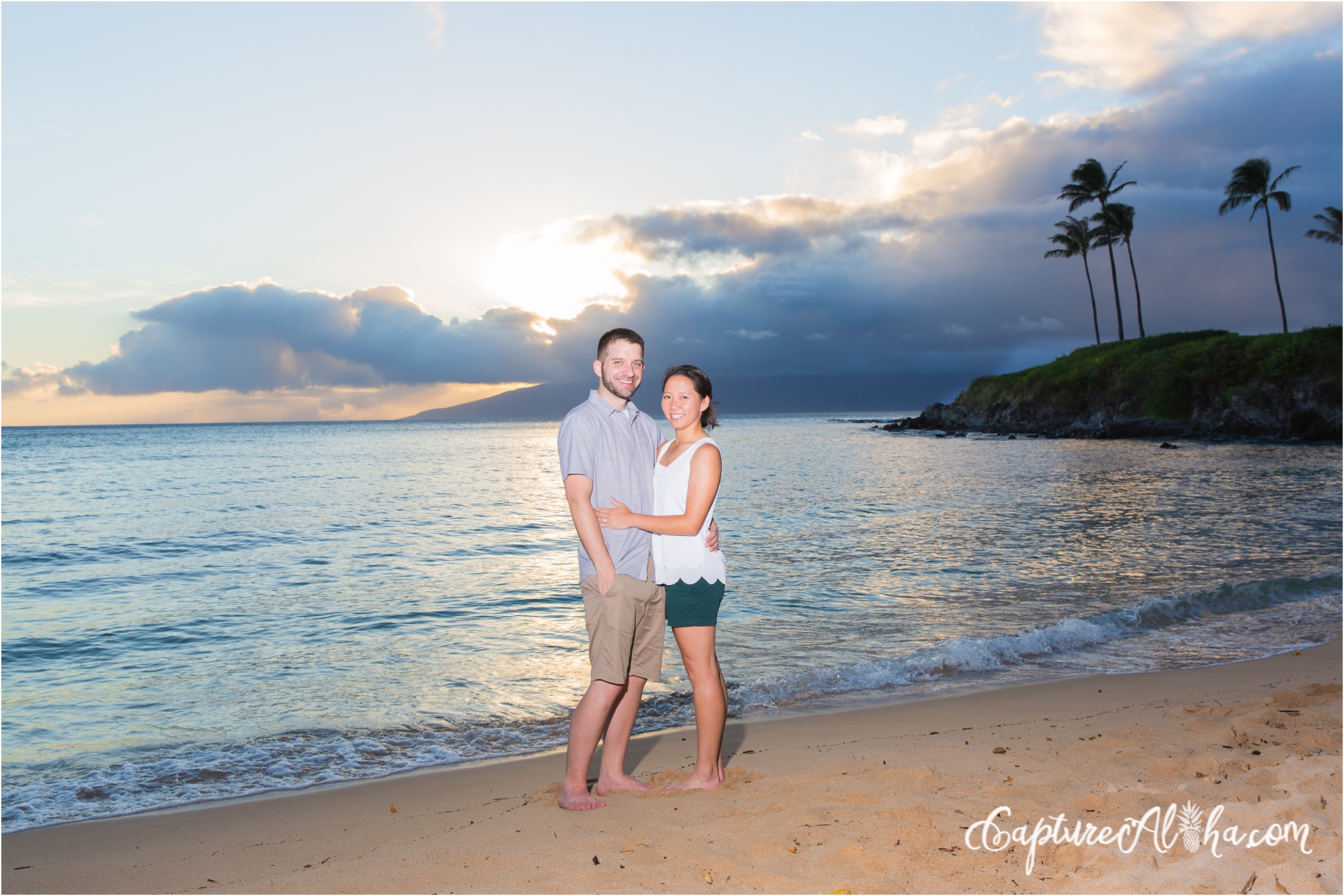 Maui Engagement Photography at Kapalua Bay during sunset