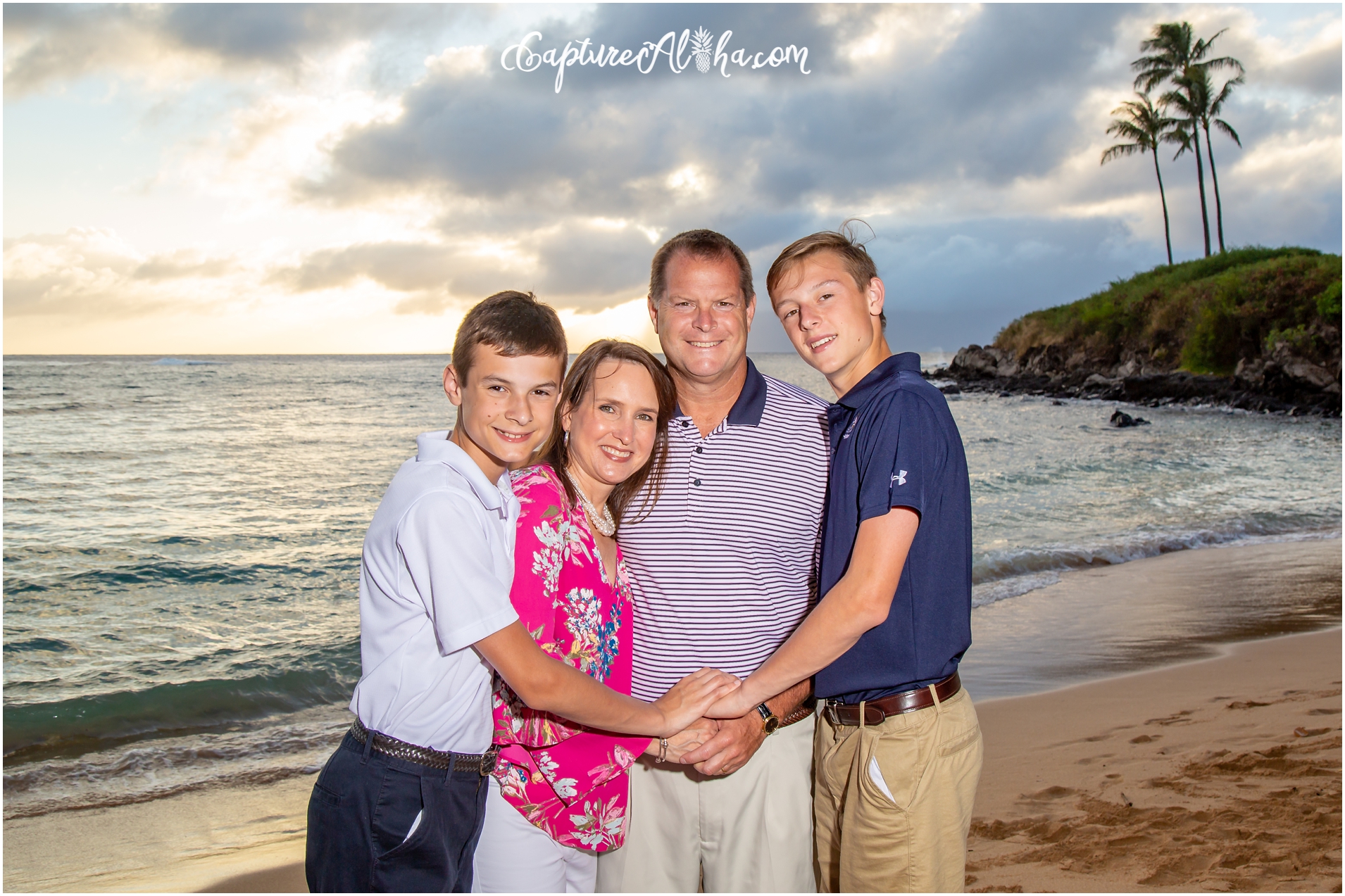 Maui Family Photography at Kapalua Bay at Sunset