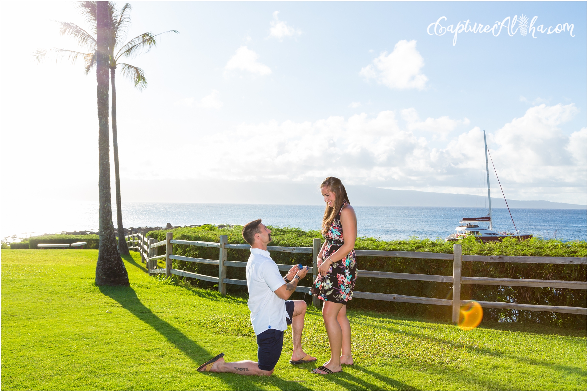 Surprise Proposal on Maui at Sunset at Kapalua Bay