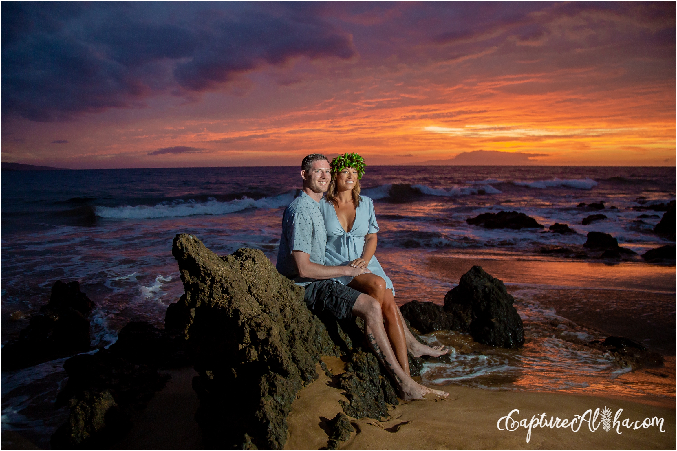 Maui Family Photography at Po'olenalena Beach Park at Sunset