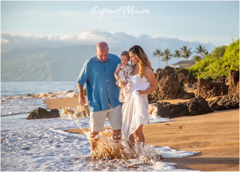 Maui Family Photography at Po'olenalena Beach at Sunset