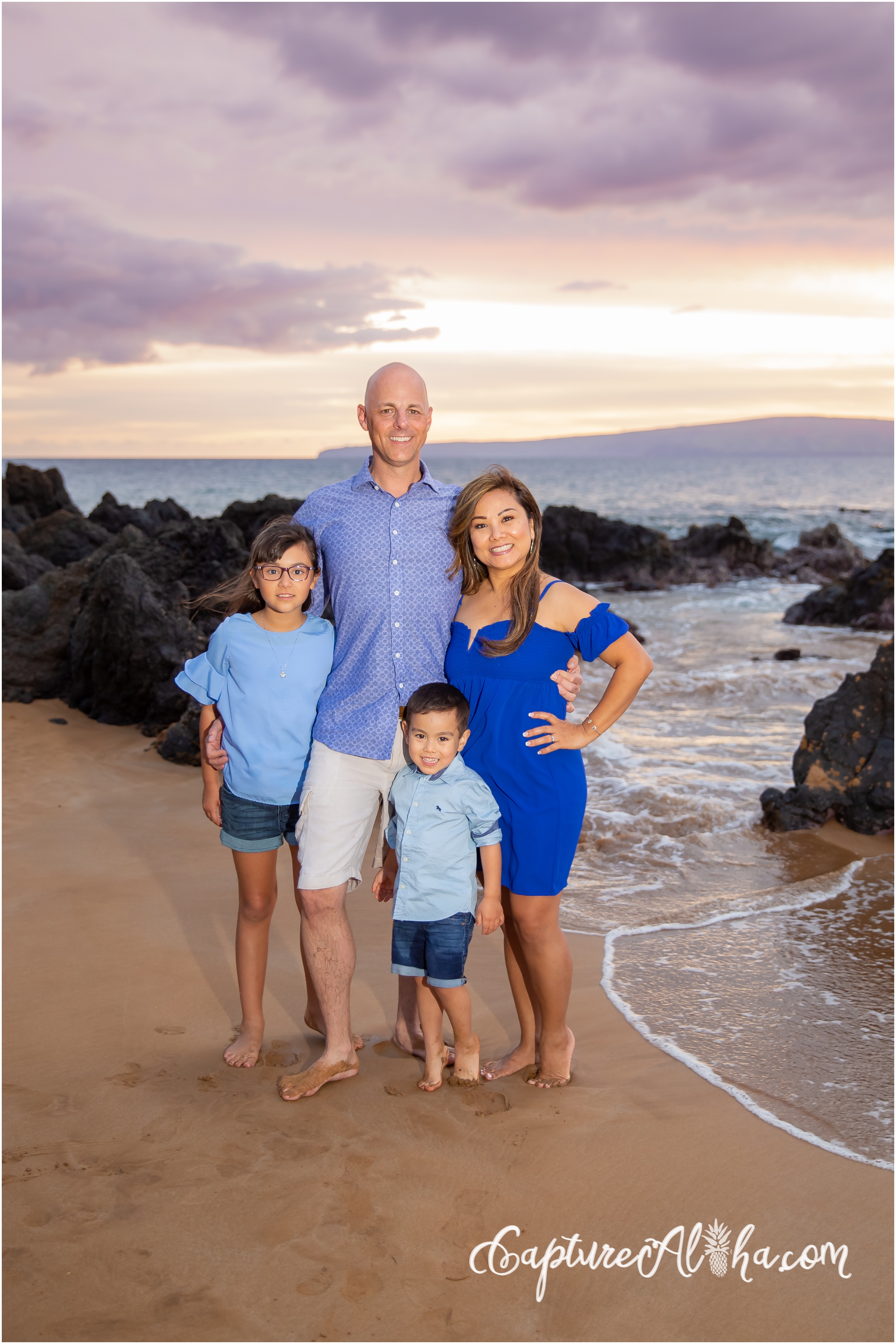 Maui Family Portraits at Sunset at Po'olenalena Beach Park