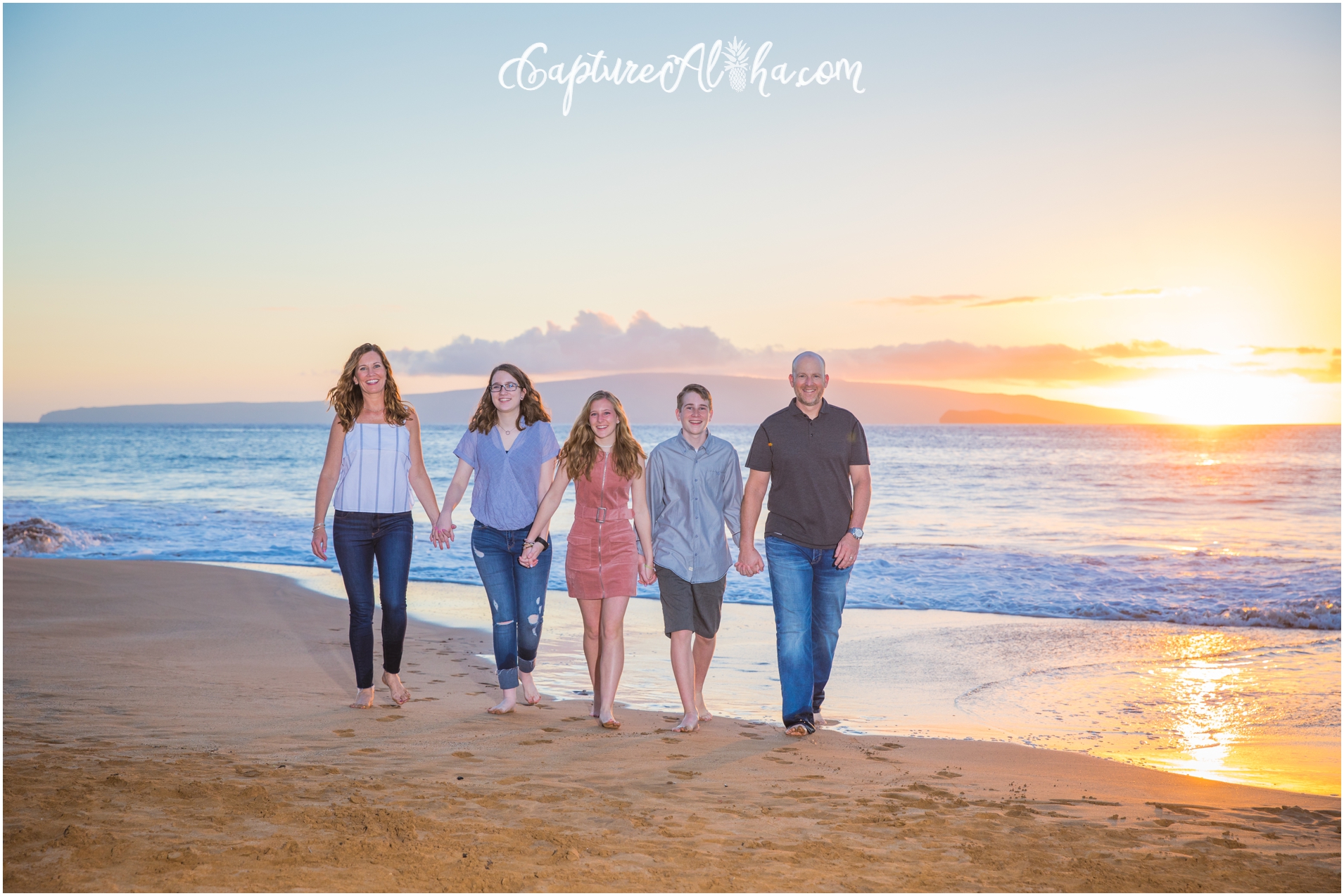 Maui Family Photographer at Po'olenalena Beach Park at sunset