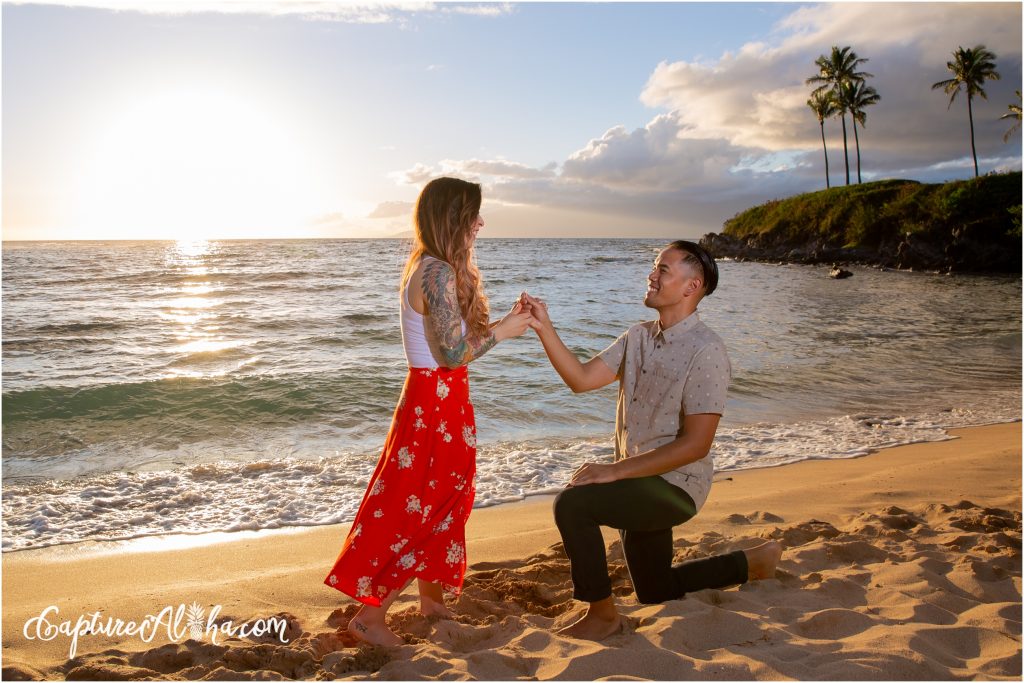Engagement Photographer Maui at Kapalua Bay at Sunset