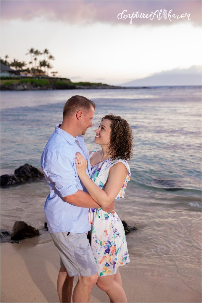 Maui Engagement Photography at Kapalua Bay at Sunset