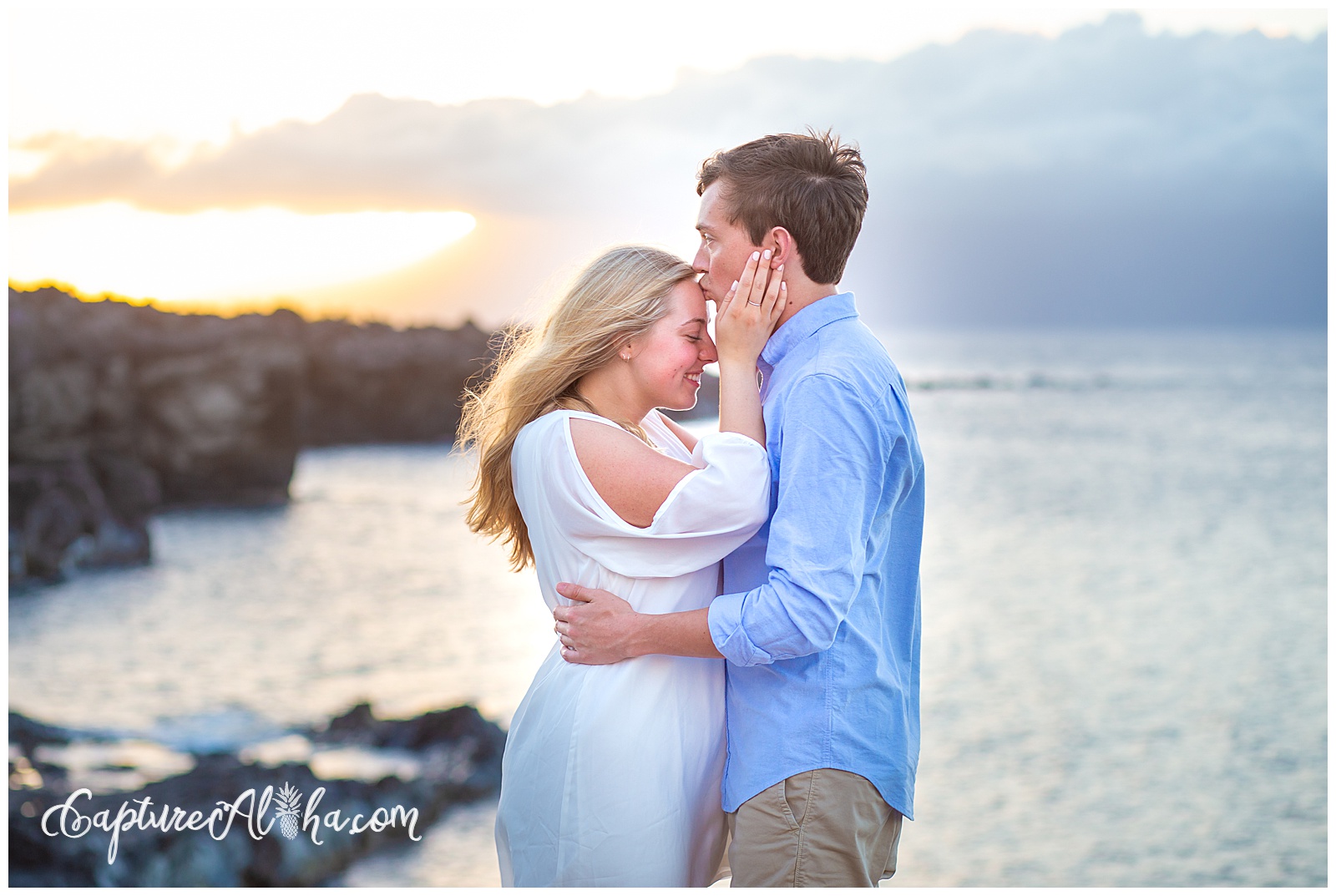 Surprise Proposal Photography on Maui at Ironwoods Beach at Sunset