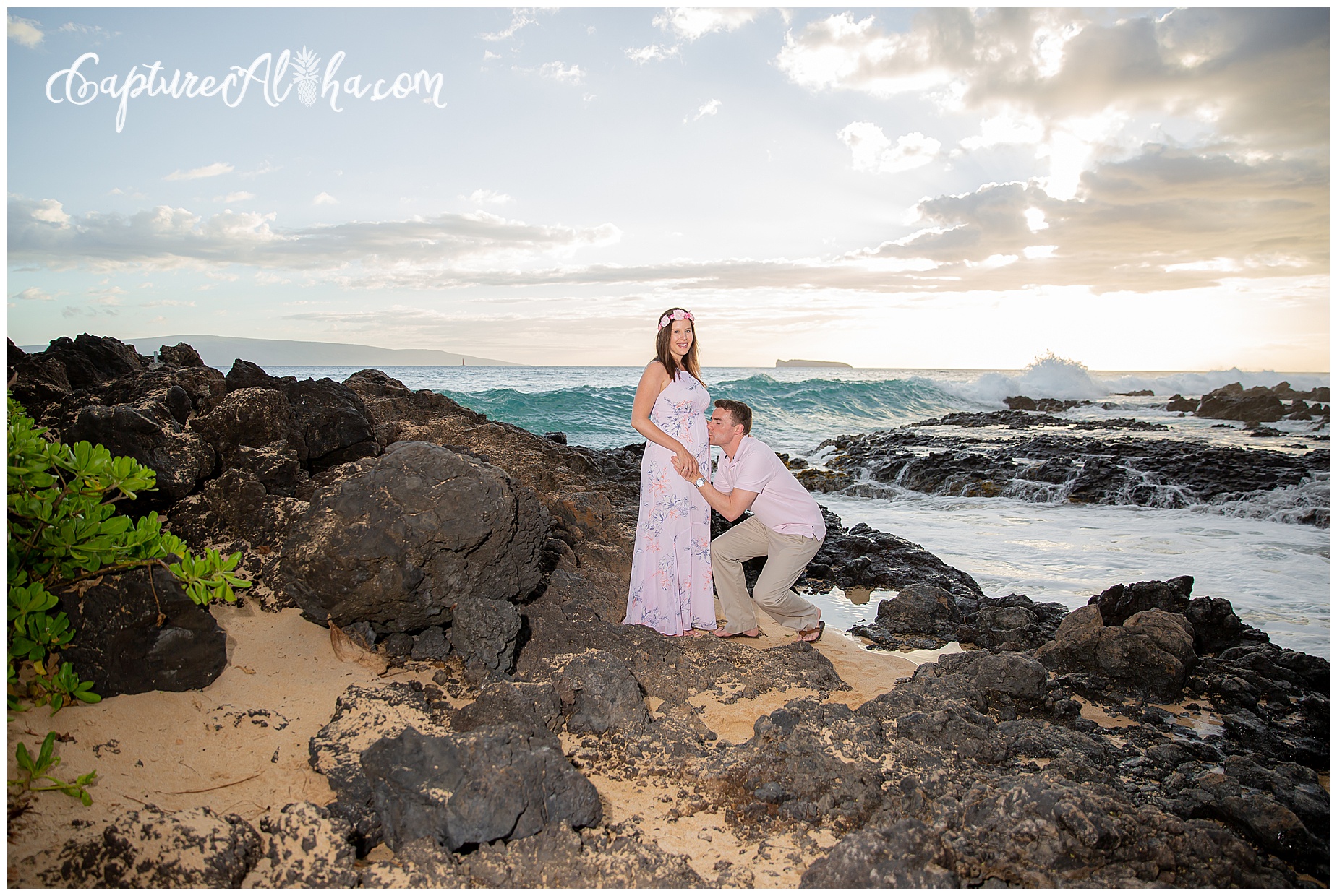 Maui Maternity Beach Photography at Secret Beach at sunset