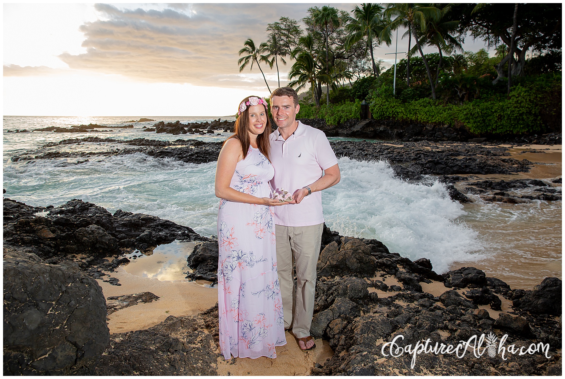Maui Maternity Beach Photography at Secret Beach at sunset