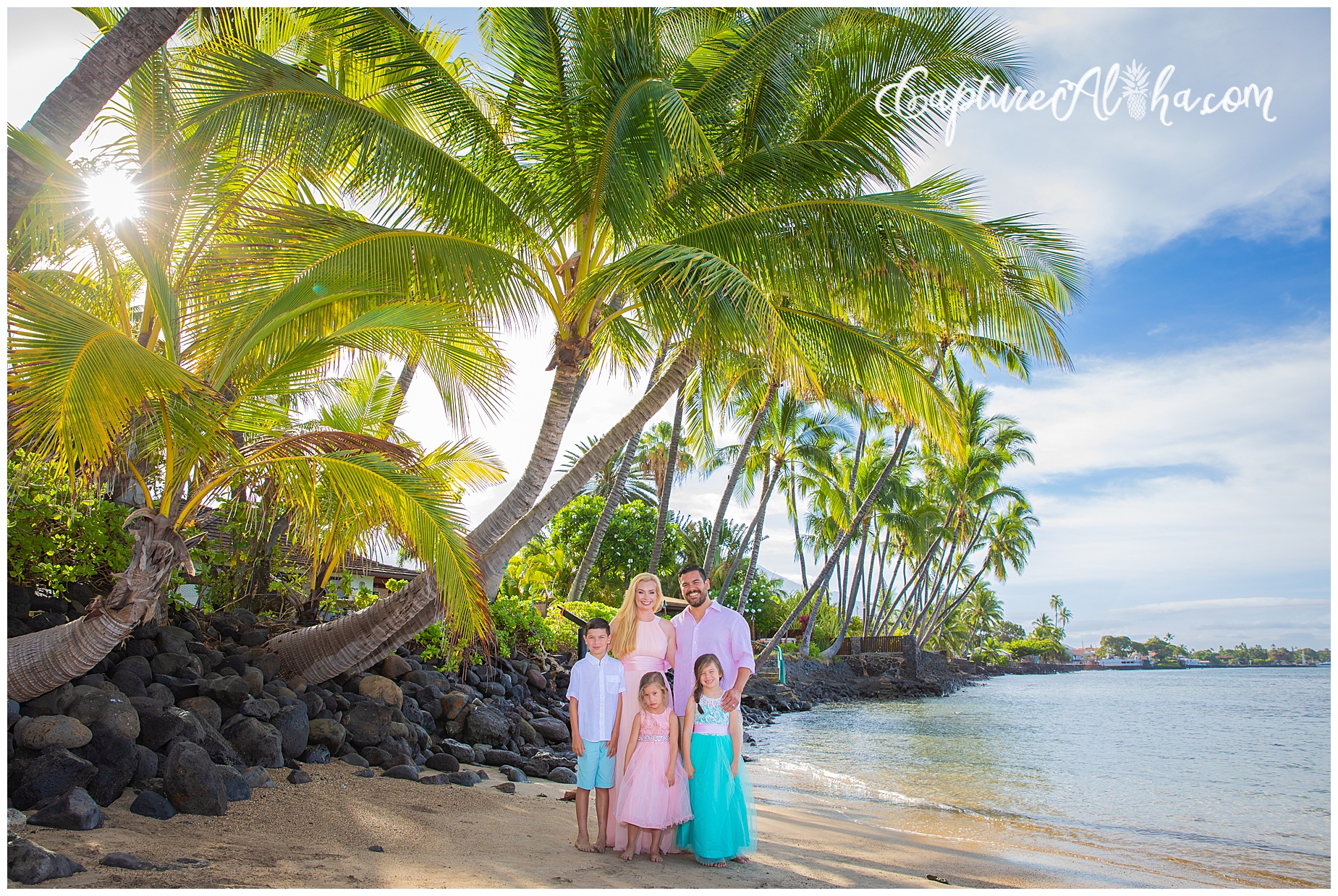 Family photography on Baby Beach in Lahaina, Maui in the morning