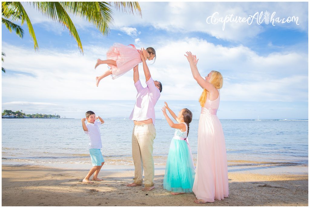 Family photography on Baby Beach in Lahaina, Maui in the morning