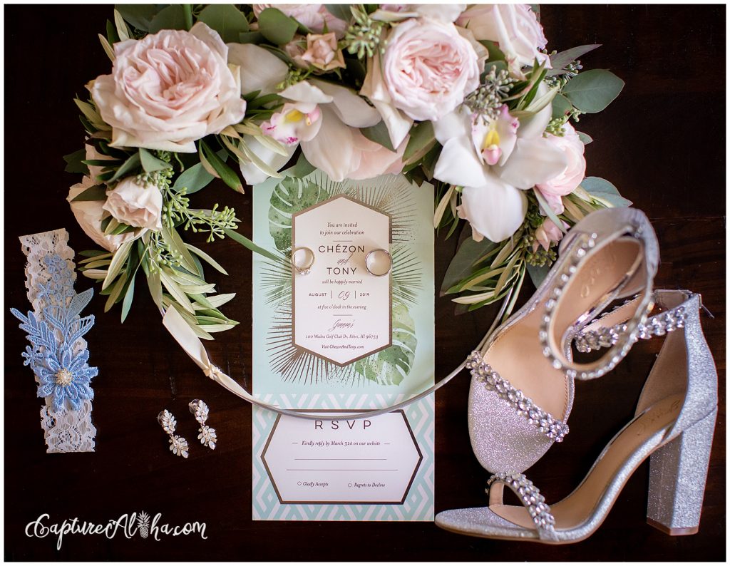 Detail shot of wedding invitation for Maui Wedding | Gannon's Wailea