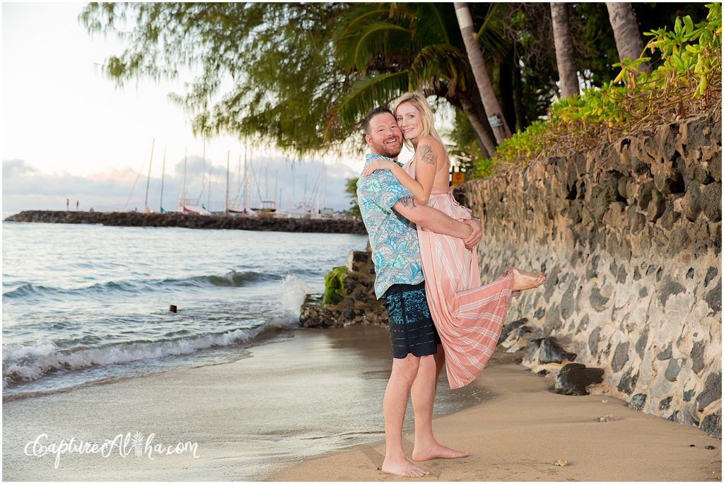 Maui Couples Photography at 505 beach in Lahaina at Sunset