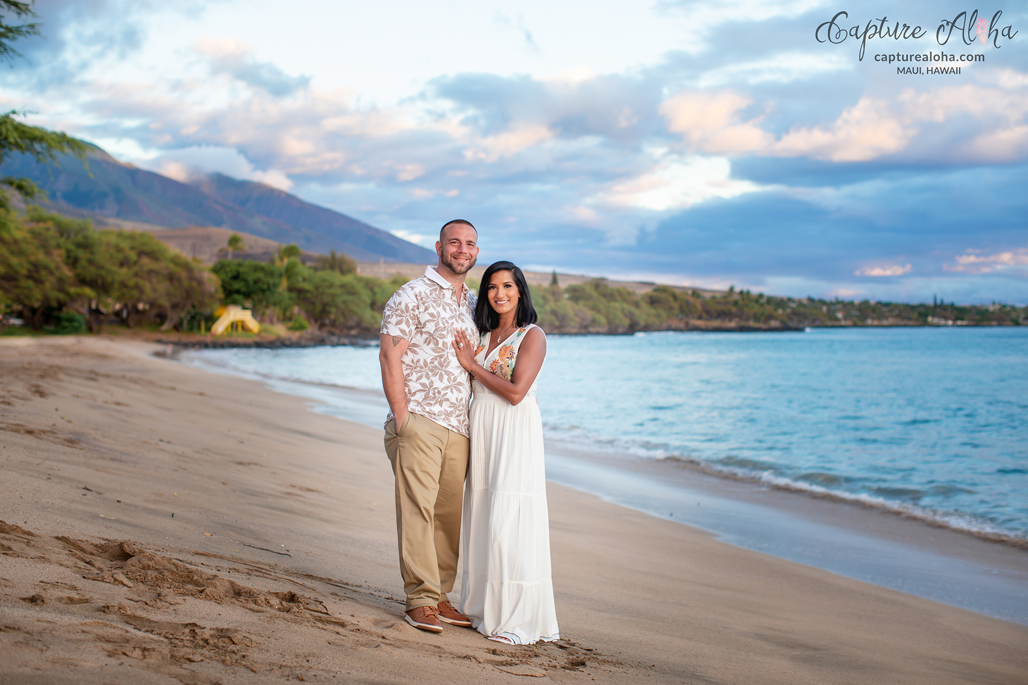A married couple on the beach in Maui